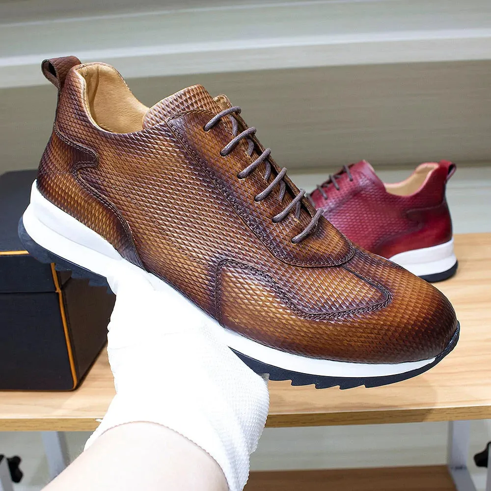 Men's Genuine Leather Comfortable Oxford Breathable Sneakers