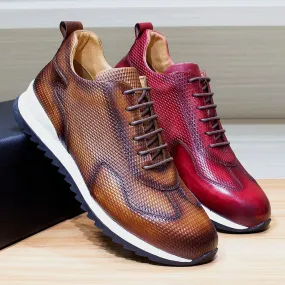 Men's Genuine Leather Comfortable Oxford Breathable Sneakers