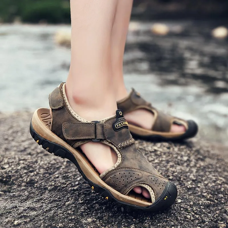 Men's Summer Breathable Leather Casual Outdoor Beach Sandals