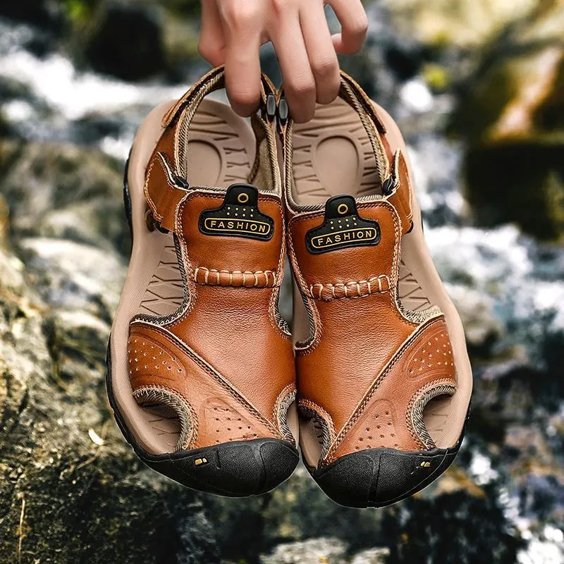 Men's Summer Breathable Leather Casual Outdoor Beach Sandals