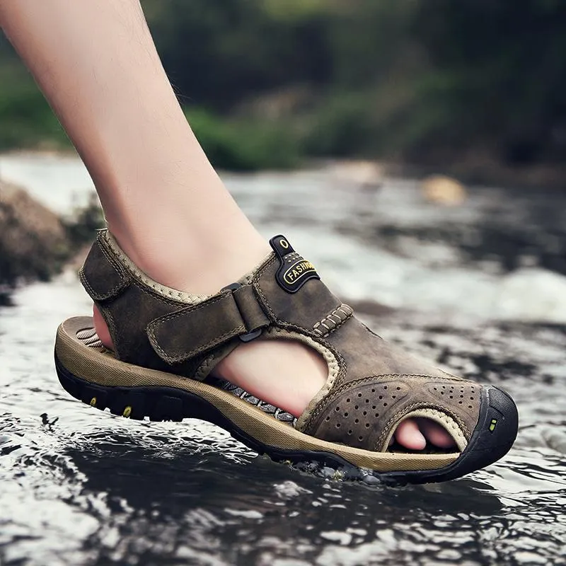 Men's Summer Breathable Leather Casual Outdoor Beach Sandals