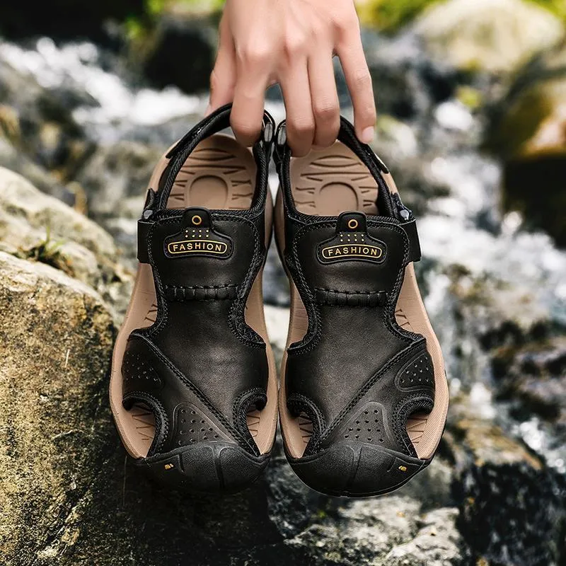 Men's Summer Breathable Leather Casual Outdoor Beach Sandals