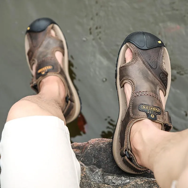 Men's Summer Breathable Leather Casual Outdoor Beach Sandals
