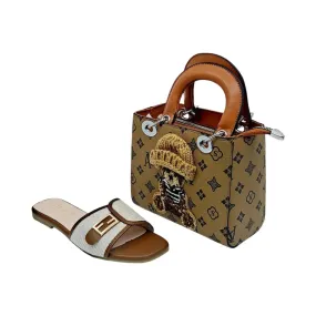 Mesh Slide Sandals and Mini Handbag Set