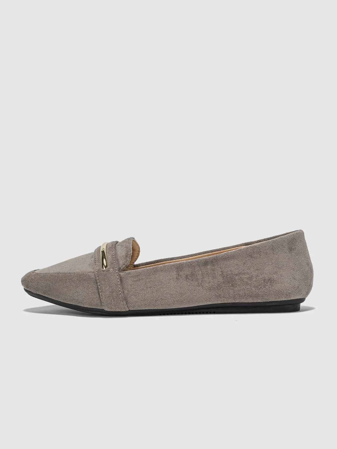 Metallic Decor Suedette Loafers, Blue Elegant Solid Color Loafers Made Of Pure Metal