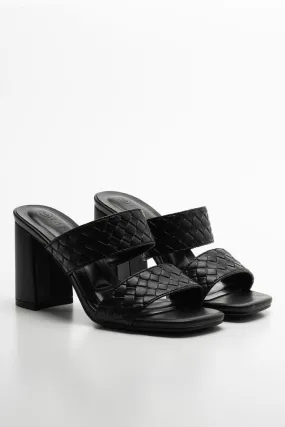 Mule Heeled Sandal Black