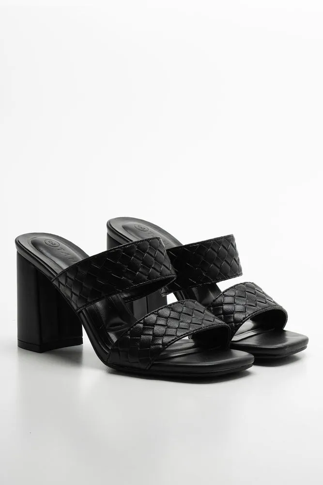 Mule Heeled Sandal Black
