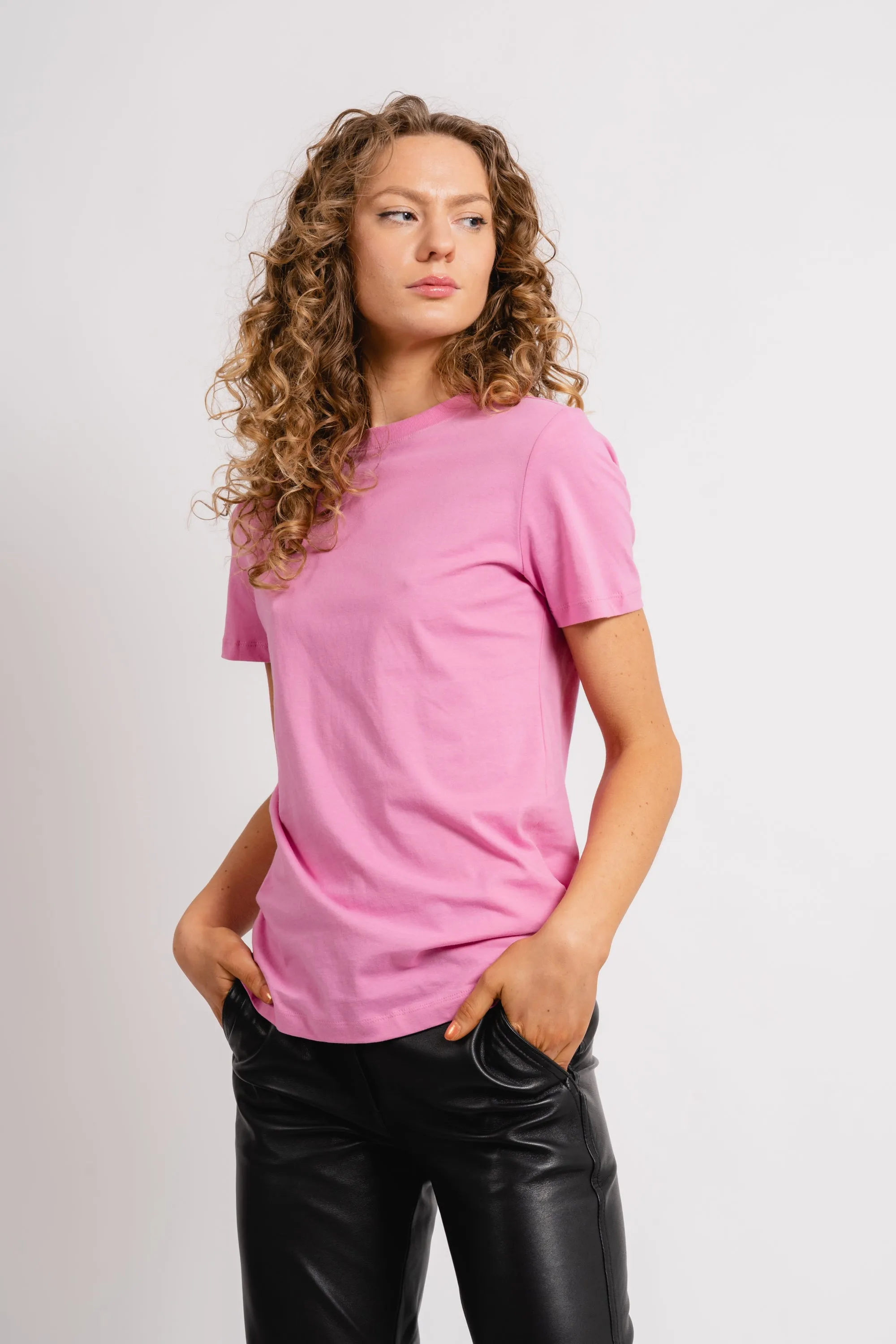 Myessential Ss O-Neck Tee - Cyclamen