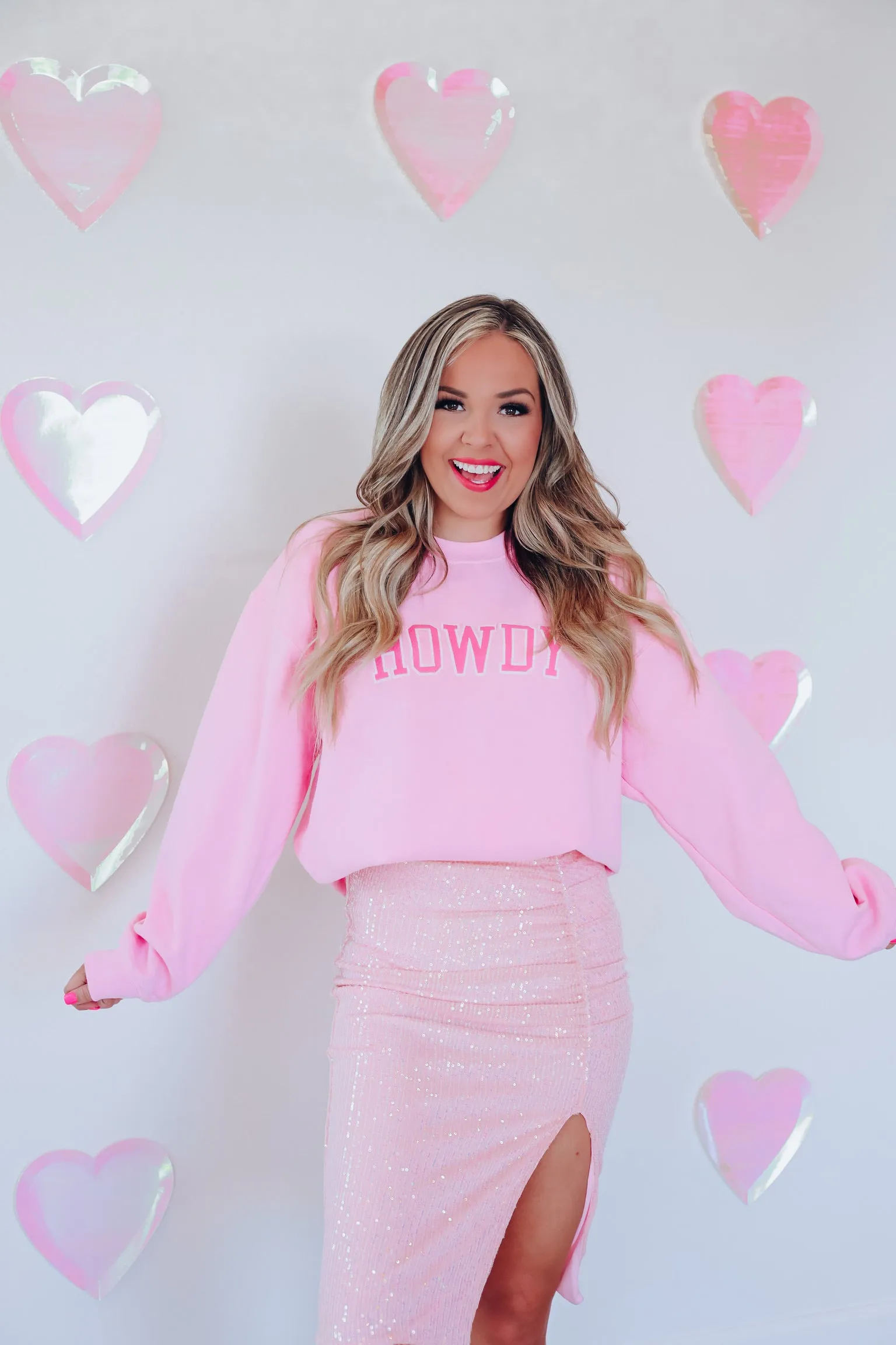 Pink Howdy Patch Graphic Sweatshirt