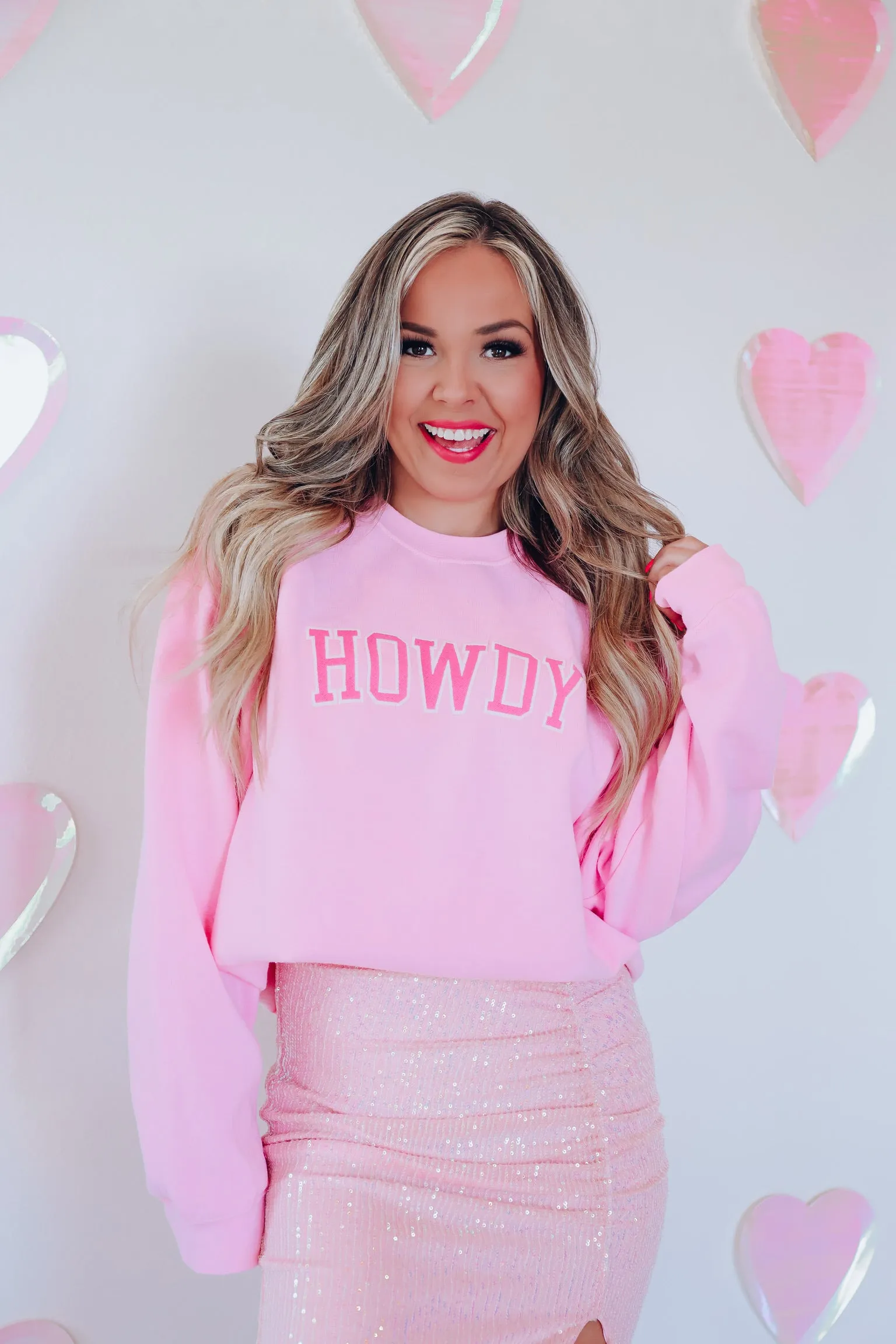 Pink Howdy Patch Graphic Sweatshirt