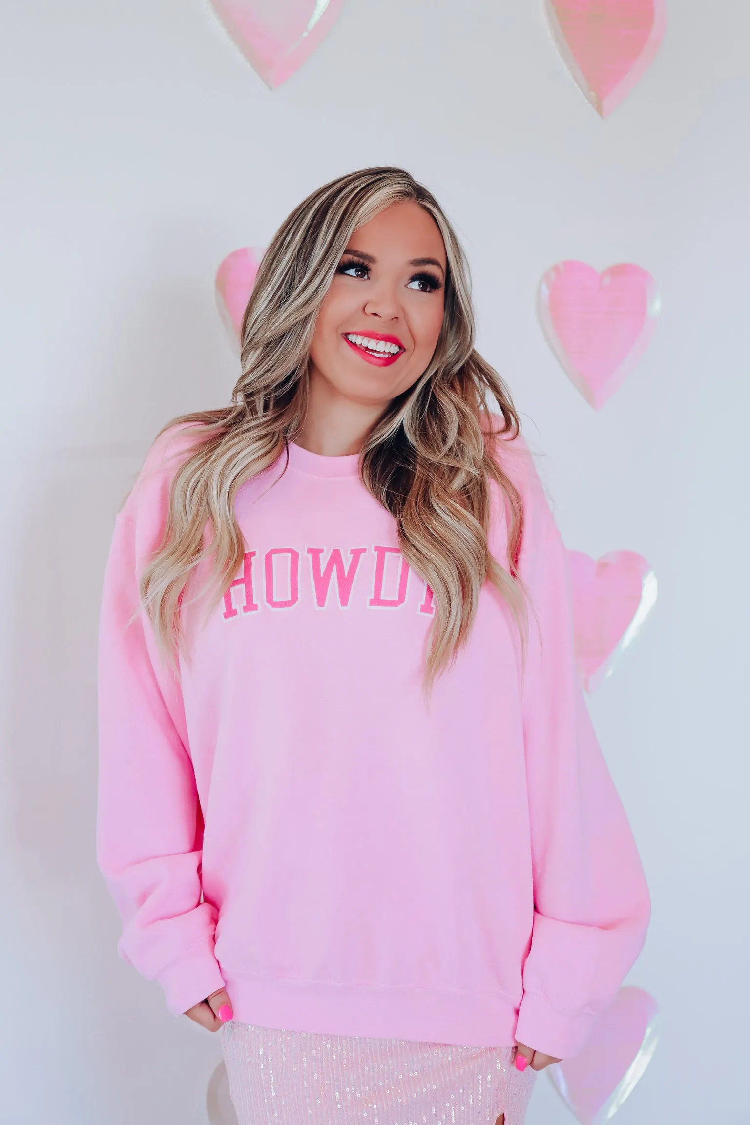 Pink Howdy Patch Graphic Sweatshirt