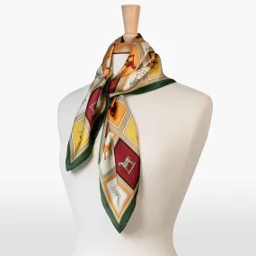 Pony Club - Stylized Equestrian Pattern in Saffron and Charcoal Scarf