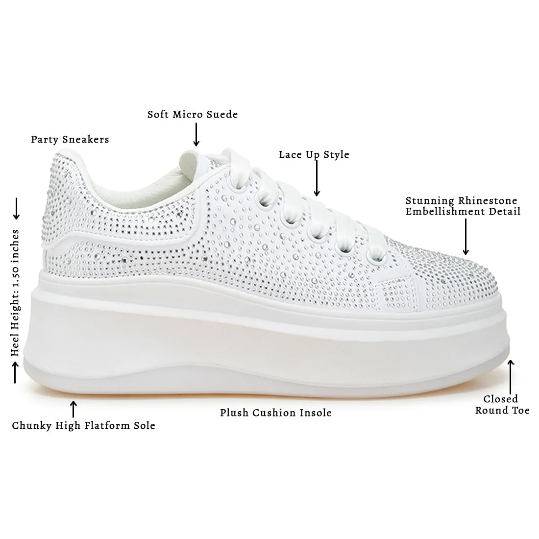 Rhinestones Embellished Chunky Sneakers