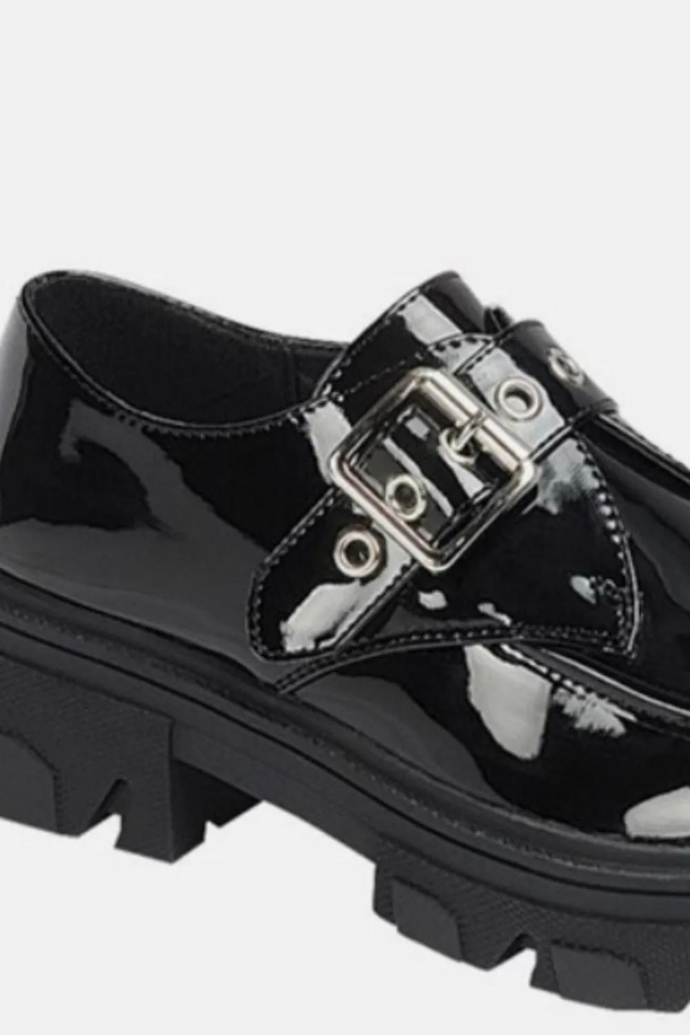 Samara Buckled Platform Lug Sole Loafers In Black