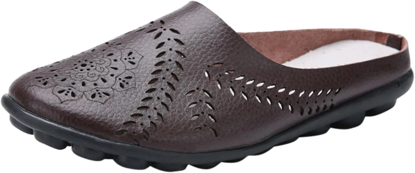 Sandals for Women Summer Breathable Flats Slippers Closed Toe Slip on Sandals Comfortable Dressy Leather Loafer2