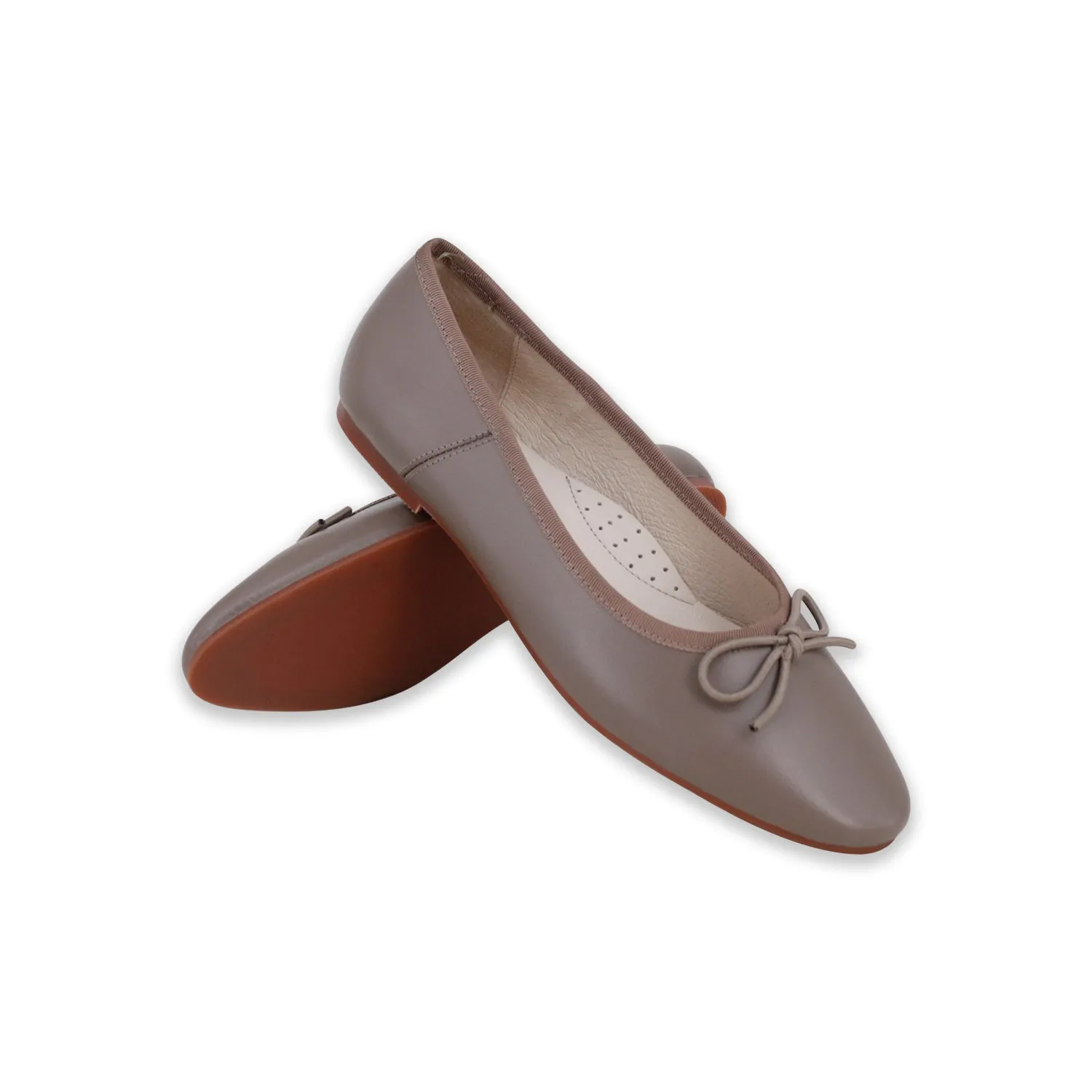 shoes remi flats with bow tie - taupe