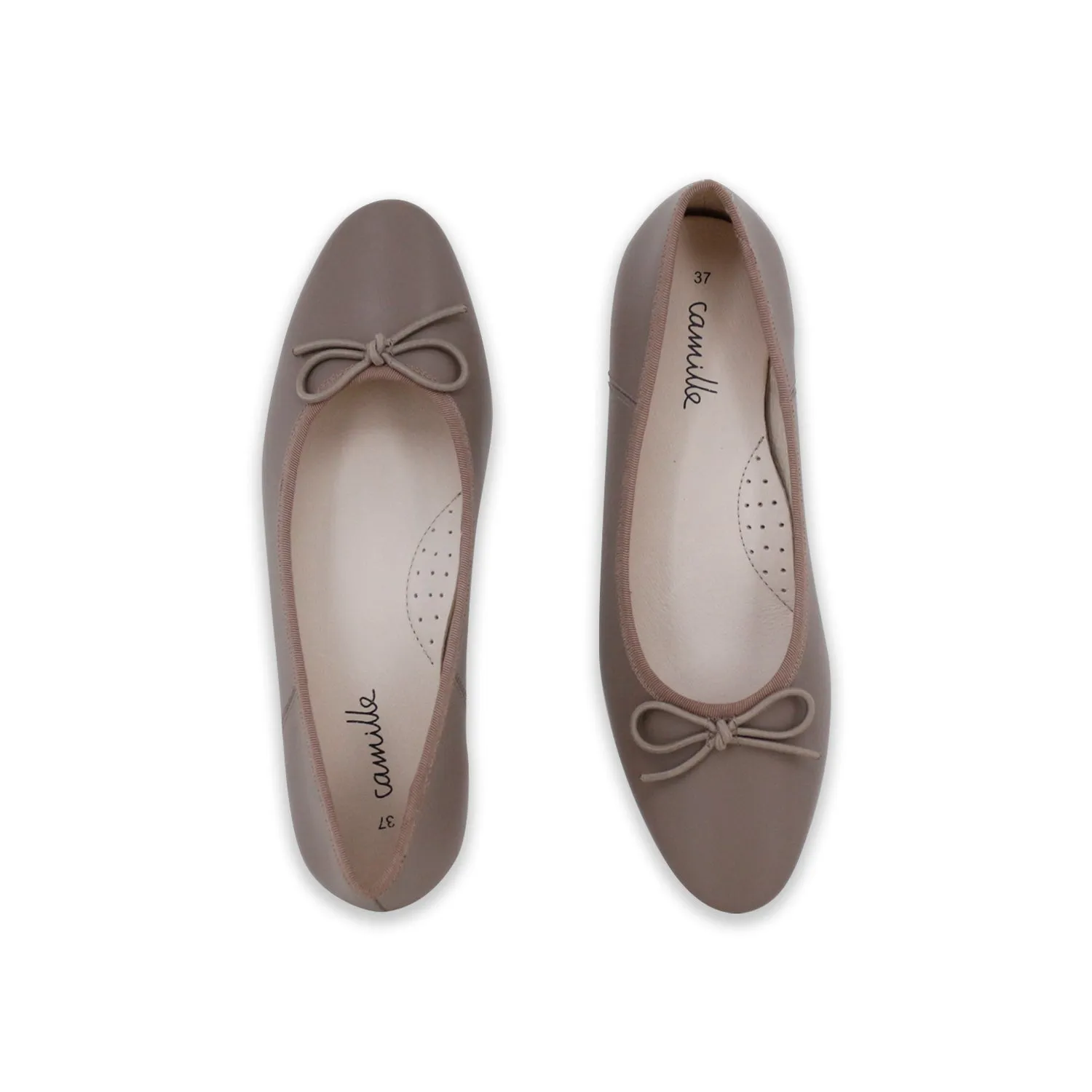 shoes remi flats with bow tie - taupe