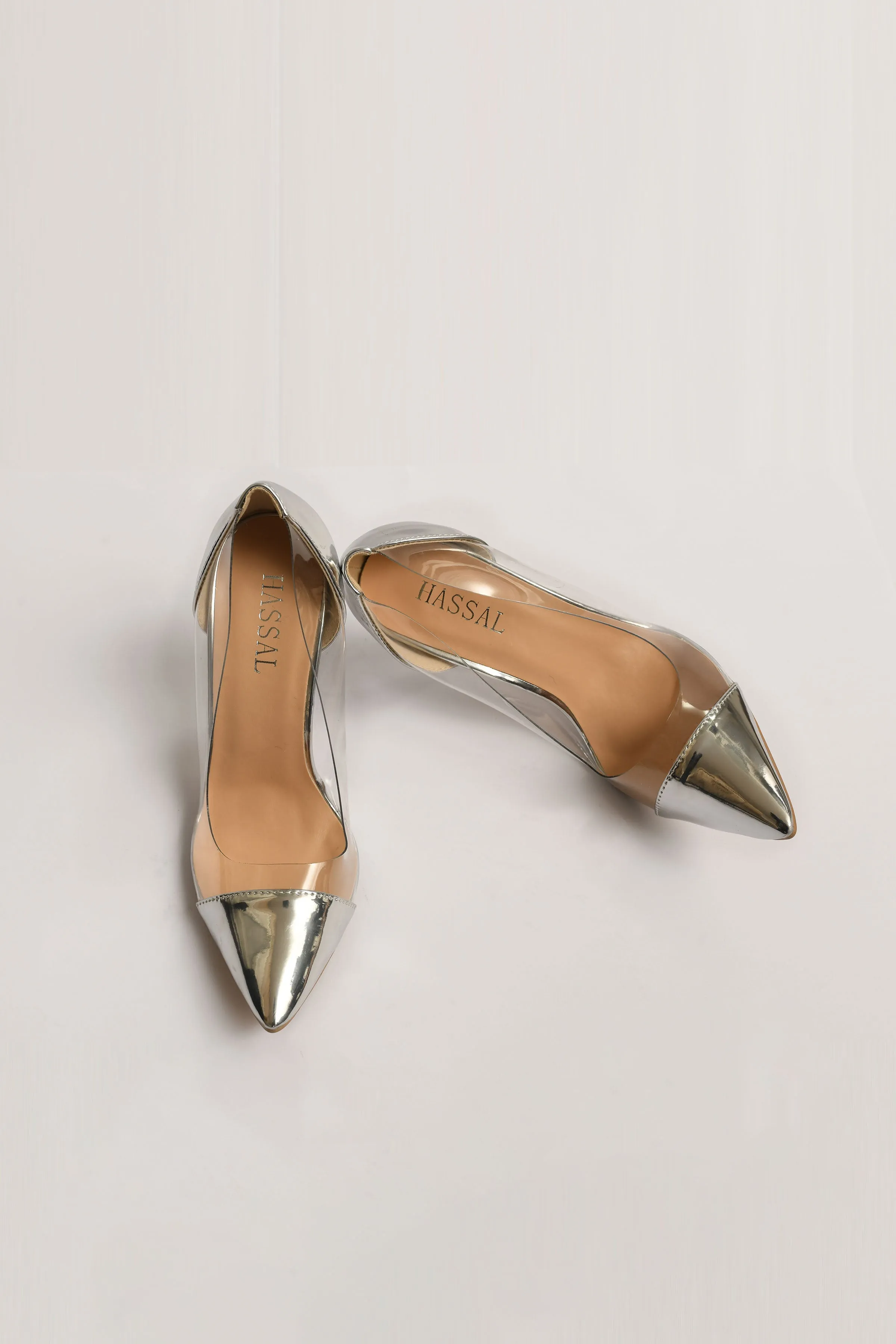 Silver PVC Heels