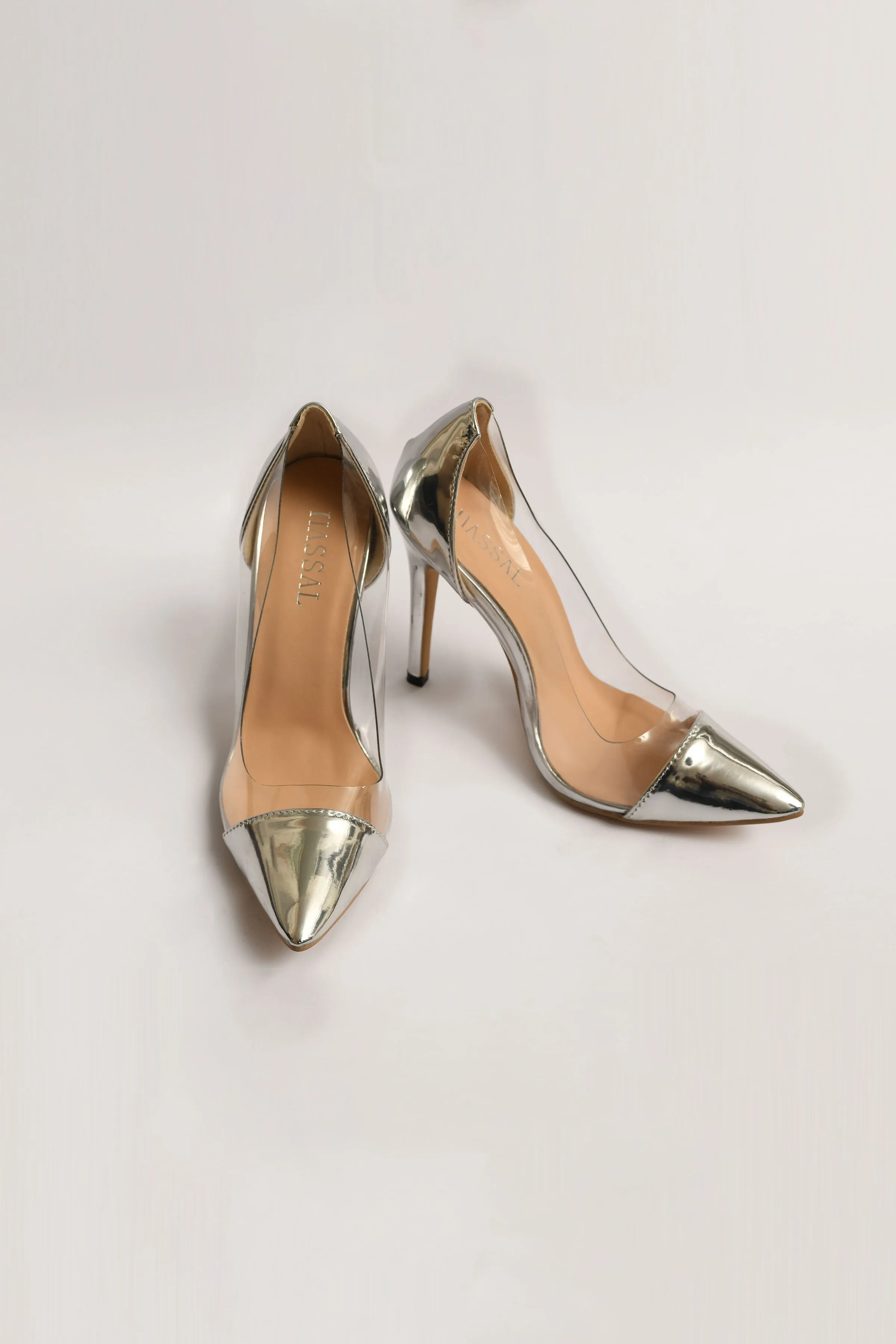 Silver PVC Heels