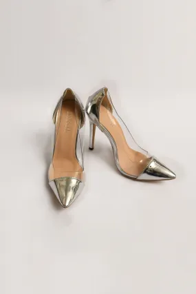 Silver PVC Heels