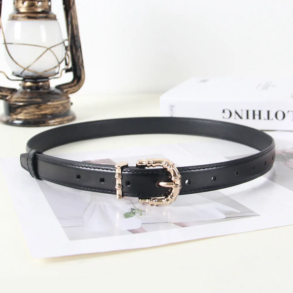 Thin Pin Gold Buckle Black Belts JLTHB0235