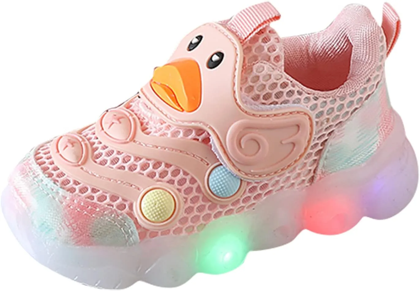 Toddler Boys Girls Light Up Shoes, Cute Duck Lightweight Mesh Breathable Anti-Slip, Led Flashing Sport Sneakers
