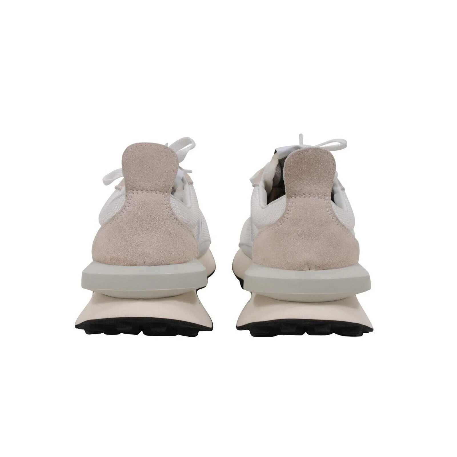 White Waffle Knit Tan Suede Bumper Sneakers