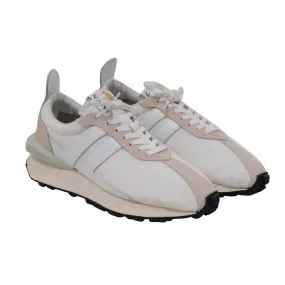 White Waffle Knit Tan Suede Bumper Sneakers