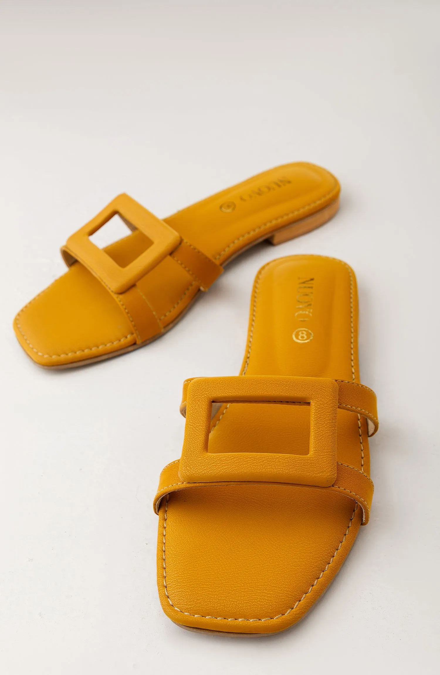 Women Slippers -  Flat Sandals - MUSTARD (WAFF23W-1005 MUSTARD)
