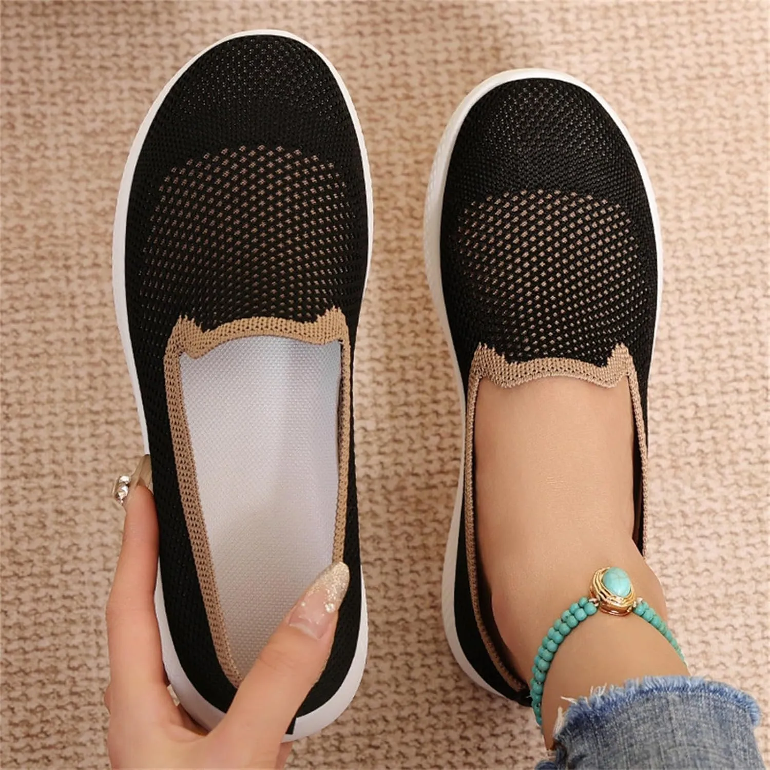 Women's Breathable Mesh Orthopedic Sneakers Comfortable Fashion Non-Slip Walking Shoes Casual Soft Sole Slip-on Loafers Tennis Shoes