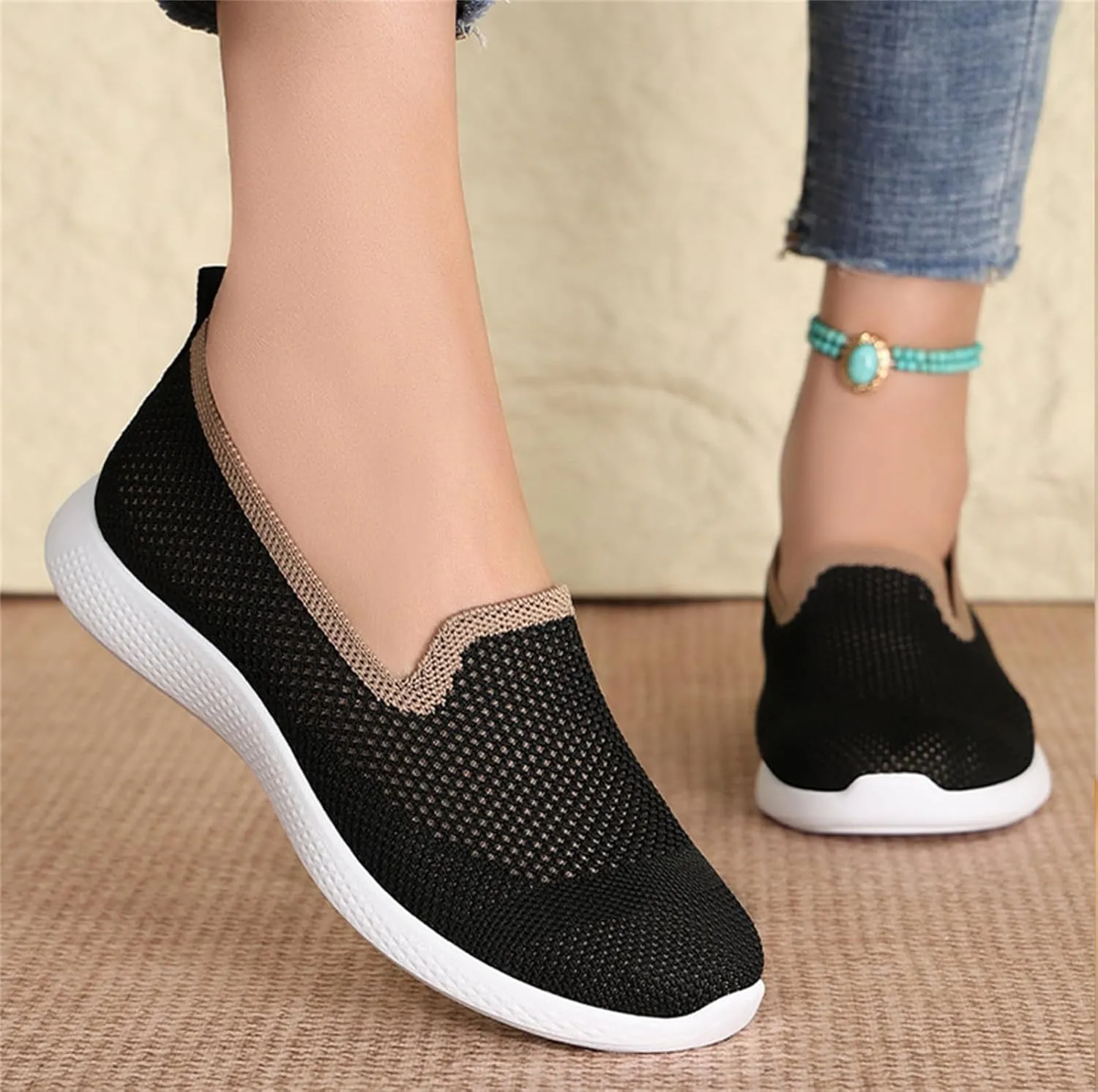 Women's Breathable Mesh Orthopedic Sneakers Comfortable Fashion Non-Slip Walking Shoes Casual Soft Sole Slip-on Loafers Tennis Shoes