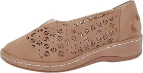 Womens Slip-on Platform Wedge Sandals Breathable Loafers Closed Toe Low Heel Walking Outdoor Flat Sandals