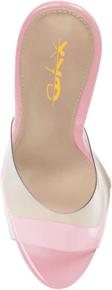 XYD Women Chic Platform Slide Mules Stiletto High Heel Peep Toe Sandals Transparent Summer Wedding Party Dancing Shoes