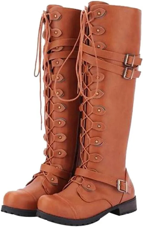 Yanzhenglip Over The Knee Boots for Women Wide Calf, Platform Thigh High Boots Knit Leather Splicing Long Boots Black Round Toe Chunky Heels Zipper Stretch Sexy Tall Boots Winter Warm Dress Boots
