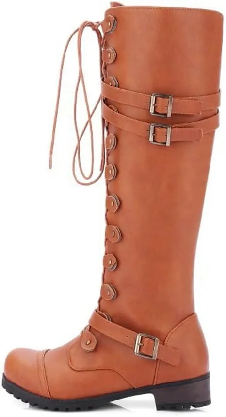 Yanzhenglip Over The Knee Boots for Women Wide Calf, Platform Thigh High Boots Knit Leather Splicing Long Boots Black Round Toe Chunky Heels Zipper Stretch Sexy Tall Boots Winter Warm Dress Boots