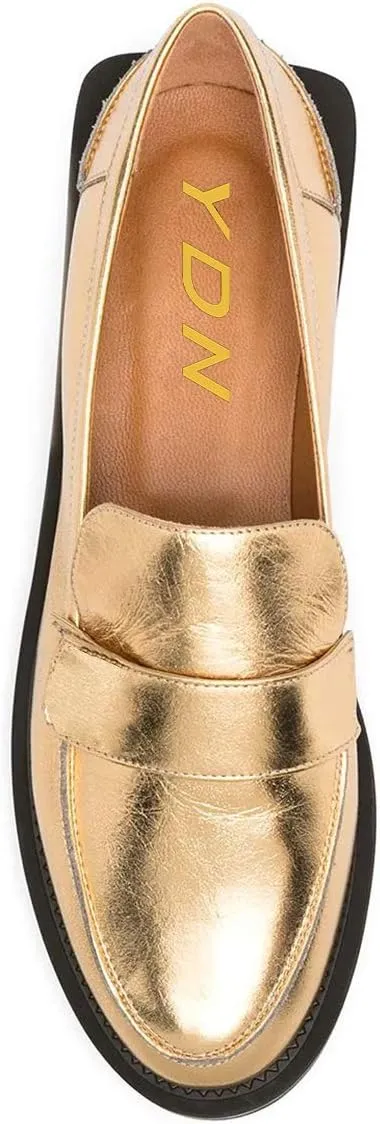 YDN Women Trendy Round Toe Loafers Classic Slip On Low Heel Dress Pumps Comfort Office Walking Shoes Size-4-15 US