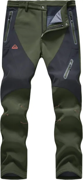 YSENTO Men's Fleece Lined Ski Snow Pants Winter Waterproof Softshell Insulated Hiking Cargo Pants